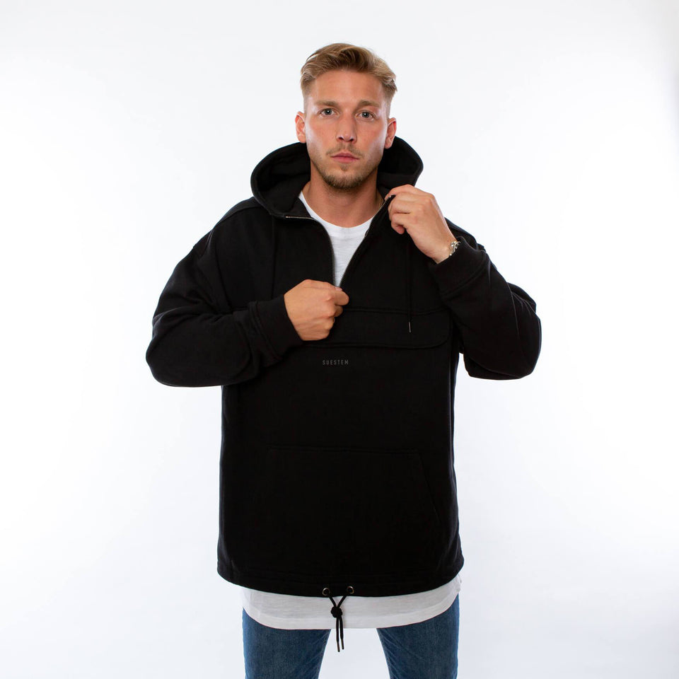 Hoodie Halfzip – Black