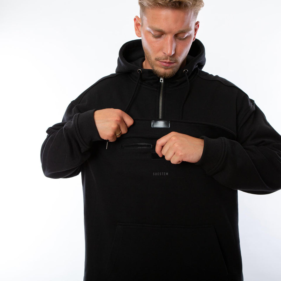 Hoodie Halfzip – Black