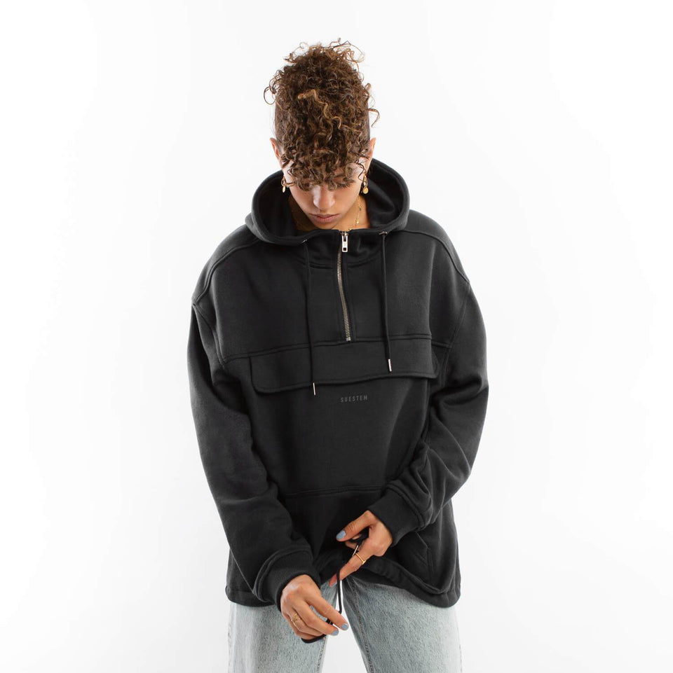 Hoodie Halfzip – Black