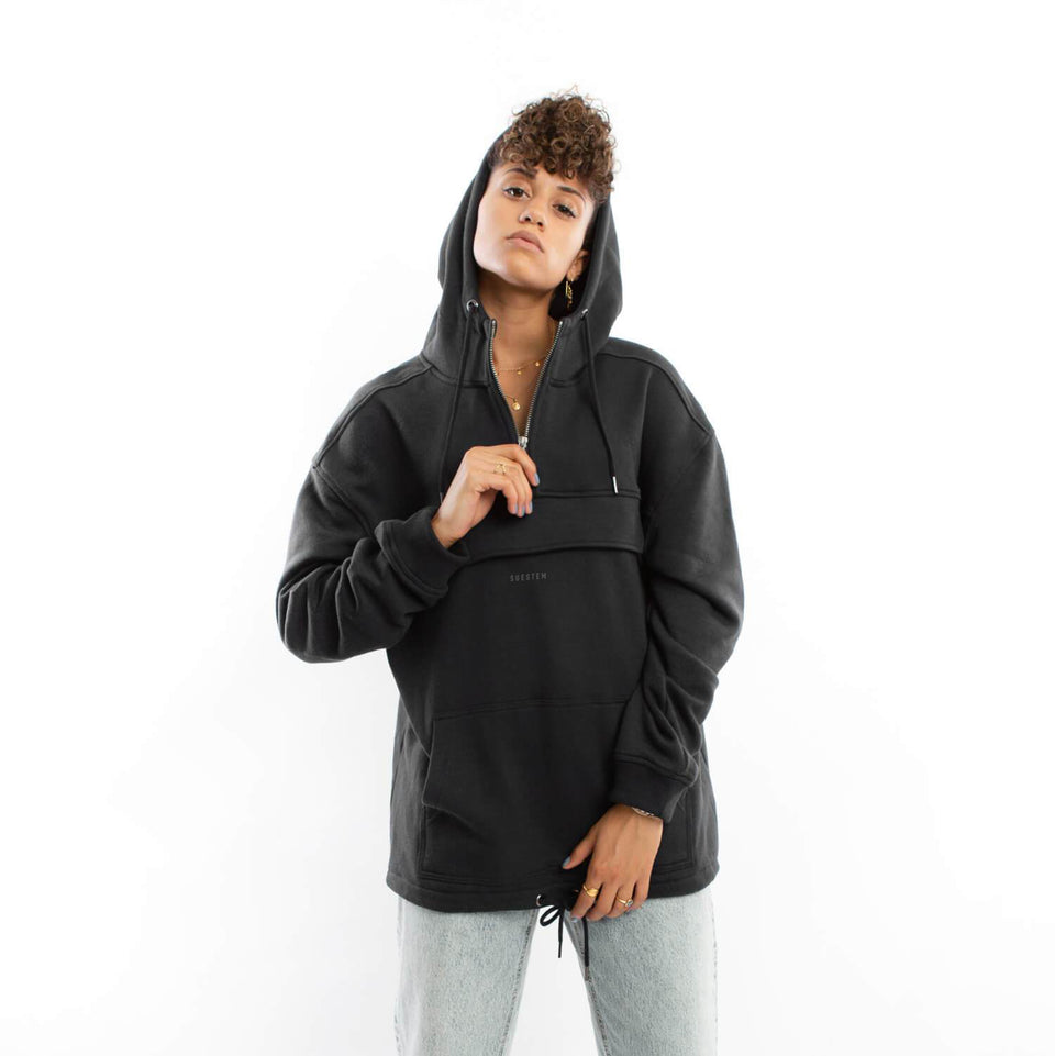 Hoodie Halfzip – Black